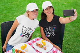 “I’m Just Here for the Sex” | Unisex Gender Reveal T-Shirt