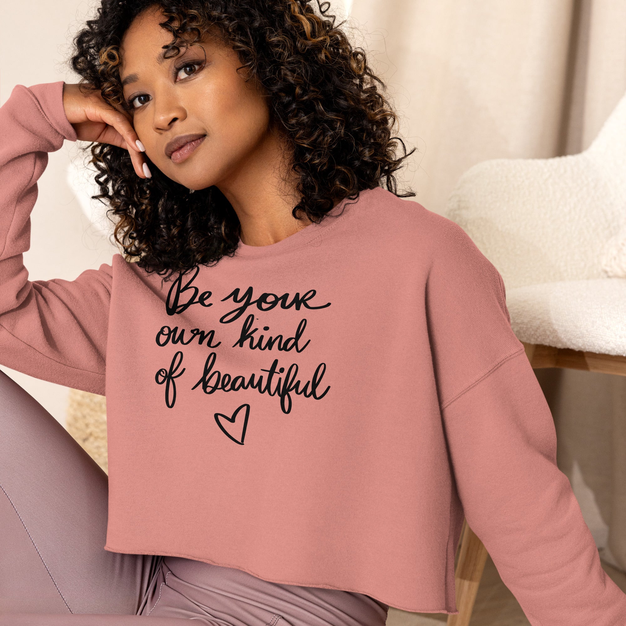 Buy mauve Be Your Own Kind of Beautiful | Women&#39;s Crop Sweatshirt