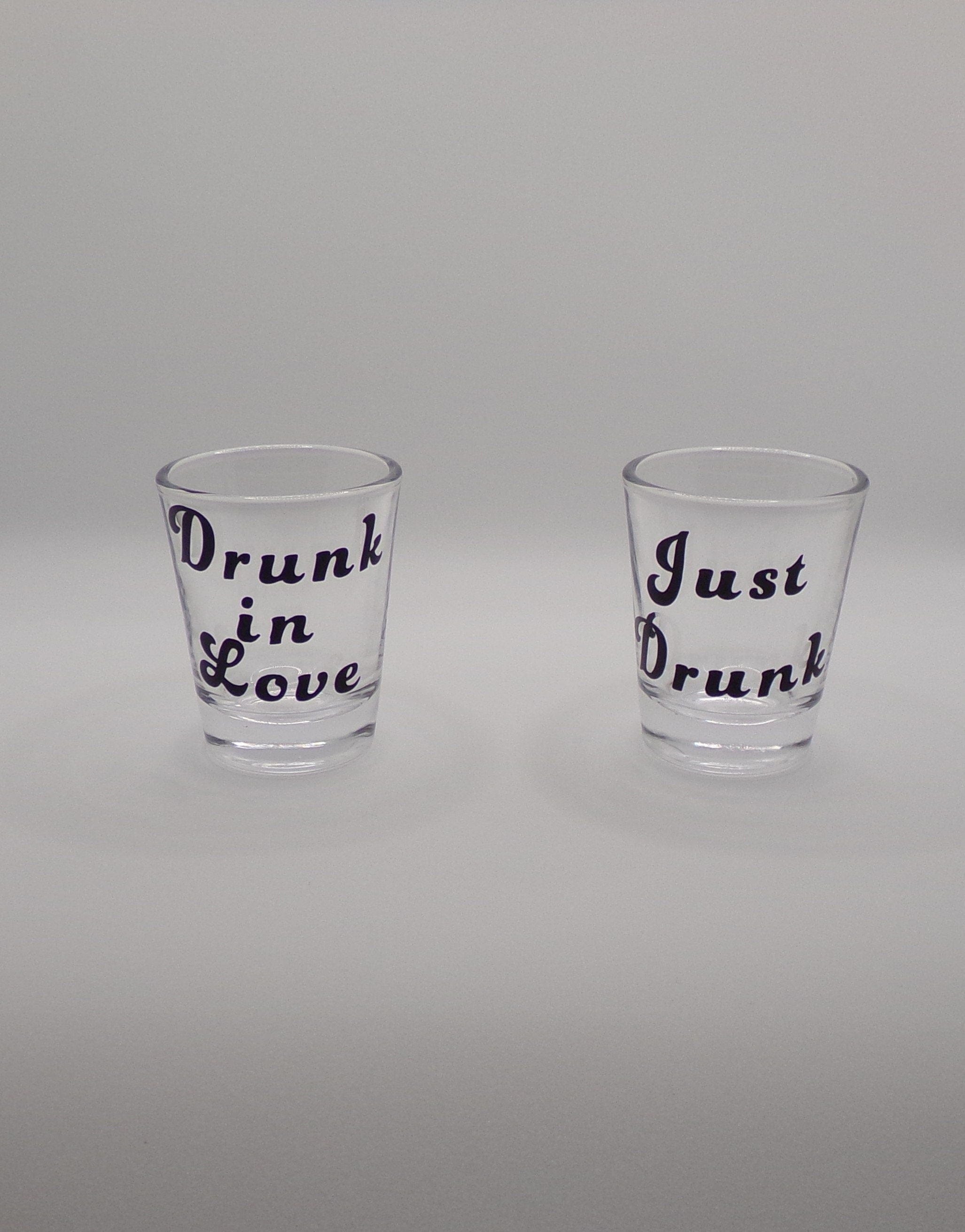 By Chan, LLC Barware Drunk in Love/Just Drunk - Pair 1.5 oz of Shot Glasses