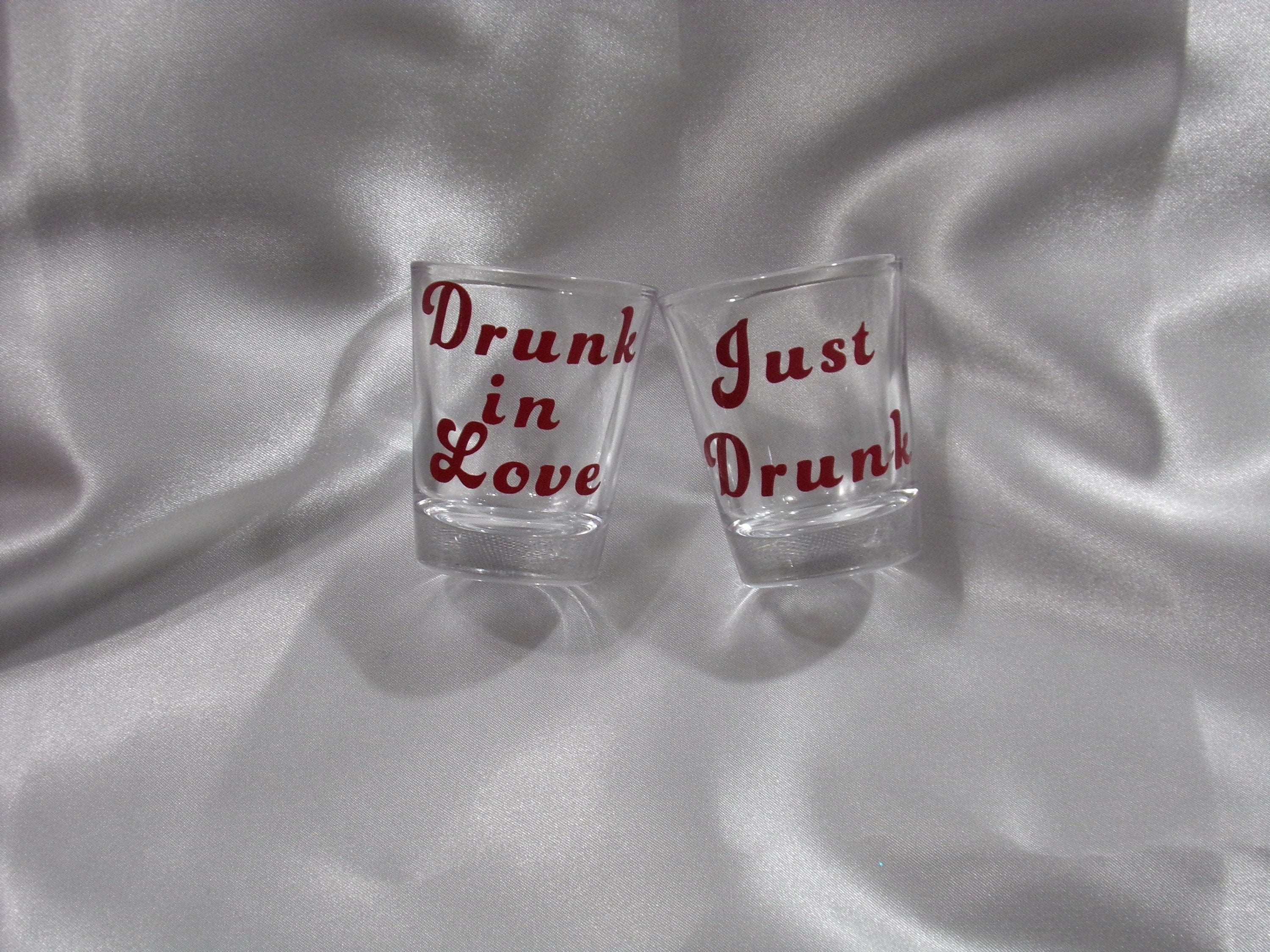 By Chan, LLC Barware Drunk in Love/Just Drunk - Pair 1.5 oz of Shot Glasses