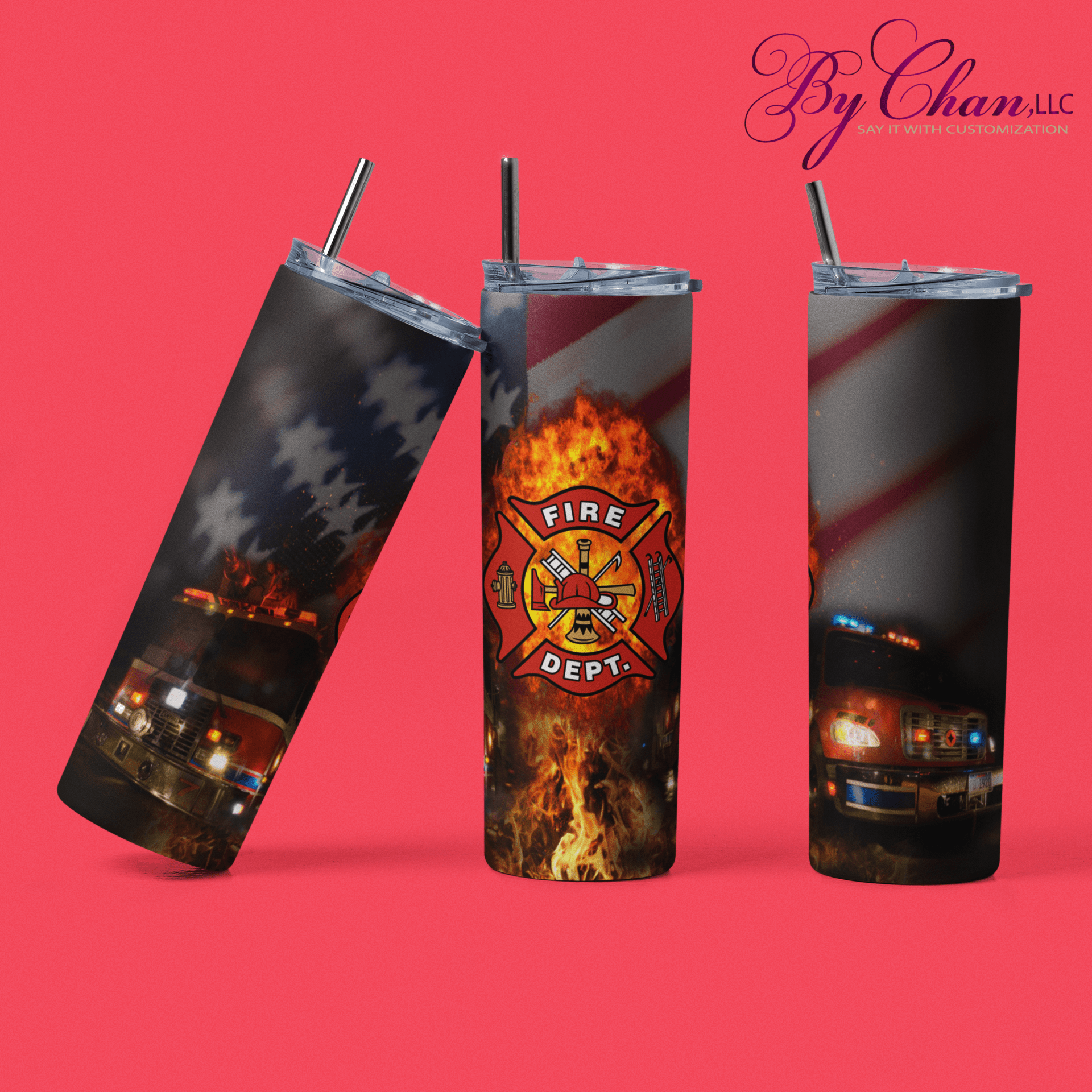 By Chan, LLC Tumblers Fire First Responders | 20 oz. Skinny Tumbler